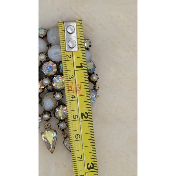 Signed KRAMER Of New York Aurora Borealis Rhinestone Silver Tone Dangle Brooch - Picture 5 of 6